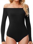 LAOLASI Womens New Off Shoulder Bodysuits Long Sleeve Slim Fit Cute comfortable Body Suit Basic Sexy Daily Tops, Black, XX-Large