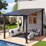 Aoxun 8’x10’ Gazebo, Wall Mounted Gazebos Pergola on Clearance, Outdoor Patio, Large Wall-Mounted Heavy Duty Awnings for Patio, Decks, Backyard(Black)