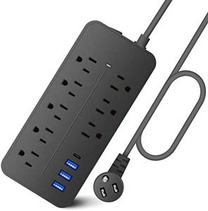 Lostrain Power Bar, Flat Plug Power Strip with 8 AC Outlets and 4 USB Ports(1 Type C) Surge Protector 2700 Joules 4ft Extension Cord Indoor for Home, Office,Dorm Essential