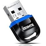 ZEXMTE USB Bluetooth 5.1 Adapter for PC- Bluetooth Dongle Wireless Bluetooth Transmitter Receiver for Laptop PC Computer, Support Windows 11/10/8/7, for Mouse, Keyboard, Headset, Speakers