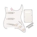 Alnicov 11 Holes Guitar Single Coil Pickups Prewired-Loaded SSS Pickguard Scratch Plate Set with Back Cover for Strat Stratocaster Guitar Parts,3Ply White