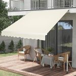 TUKAILAI Retractable Manual Awning 2 x 1.5m Garden Sun Shade Canopy DIY Garden Awnings Patio Awning Canopy Outdoor Sun Shade Telescopic Canopy for Courtyard, Balcony, Restaurant, Coffee Shop(Cream)