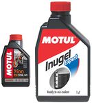 Motul 7100 4T 20W-50 API SN Fully Synthetic Petrol Engine Oil for Bikes (1.5 L) & Motul Inugel Expert Coolant (1 L)