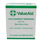 Value Aid Low Adherent Dressing Pads - 5cm x 5cm - Box of 25 (Packing May Vary)