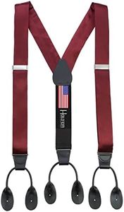 HOLD'EM 100% Silk Suspenders Men Y-Back Fancy Solid Button End-Burgundy