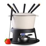 Artestia Cast Iron Fondue Set, Serve 6 Persons (White)