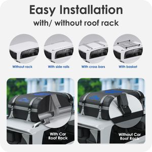 BOYUJK 20 Cubic Car Roof Bag – Waterproof 1000D, Fits Cars With/Without Rack, Anti-Slip Mat, 10 Straps, 566L