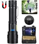 BERCOL Rechargeable Flashlights High Lumen, 990,000 Lumens Super Bright Magnetic Flash Light, 7 Modes with Cob Work Light, Powerful Led Flashlight with Holster for Camping, Emergencies, Home