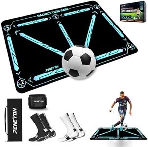 Soccer Training Mat with Soccerball socks-Non-Slip Soccer Training Equipment for Adults and Professional Athletes to Boost Speed, Strength & Coordination | Soccer Trainer for Indoor/Outdoor Drills