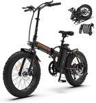 Aostirmotor 500W Folding Electric Bike for Adults 20"×4" Fat Tire Electric Bike 36V 13AH Removable Lithium Battery Adult Electric Bicycles, 25MPH E Bike for Adults, Shimano 7 Speed Ebike (Black)