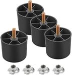 Masendelk 2 inch Plastic Furniture Legs, Round Tapered Table Legs Black Sofa Legs Replacement Legs with M8 Hanger Bolts for Couch Table Sofa, Pack of 4