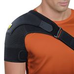 FIGHTECH Shoulder Brace for Men and Women | Compression Support for Torn Rotator Cuff and Other Shoulder Injuries | Left or Right Arm (Black, Large/X-Large)