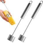 2Pcs Stainless Steel Corn Cob Stripper Peeler Tool, Long Handle Corn Peeler, Efficient Kitchen Gadget Cutter to Cut Off Cob for Home & Outdoor Dining, Silver