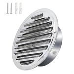 Qrity 304 Stainless Steel Round Ventilation Grill Screen Hood 70mm, Round Extractor Fan Vent Cover Grille Louvre, with Insect Mesh, Air Vent Grille Cover for Kitchen Bathroom