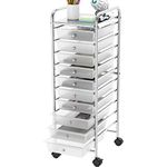 SimpleHouseware 10-Drawer Rolling Storage Utility Cart with Wheels for Office, Chrome