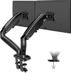 Gadget Wagon 17-27 Inch Gas Strut Dual Two 2 Screen Monitor Bracket TV Mount Desk Table Top Stand F160