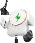 INIU Car Phone Holder Wireless Charger [White], Qi2 Certified 15W Fast Charging Mag-safe Car Mount Charger with Cooling Fins, Strong Magnetic Hold & RGB Lighting for iPhone 16 Pro Max/15/14/13/12