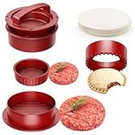 Pisol Hamburger Press, 4-in-1 Burger Press Patty Maker Slider, Stuffed Burgers Sandwich Cutter, Meat Beef Veggie Hamburger Patty Mold with 100 pcs Wax Disc Papers