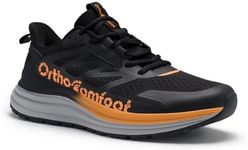 Men's Orthopedic Slip On Breathable Running Shoes: Casual Arch Support Plantar Fasciitis Heel Spur Neuropathy Orthotic Walking Shoes, Leisure Outdoor Exercise Tennis Trail Sneakers Black Size 8