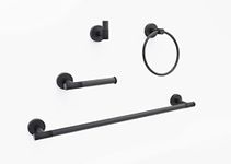 Marmolux 4-Piece Bathroom Hardware Set - Matte Black Knurled Stainless Steel SUS304 - Includes a stylish Towel Holder, a practical Toilet Paper Holder, and a very convenient Towel Hook. - Bathroom Kit