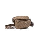 GUESS Women's Power Play Sling, Belt Bag, Hip Pack, Latte Logo, One Size