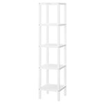 SONGMICS 5-Tier Bamboo Bathroom Shelf, Freestanding Narrow Shelf Unit, Multifunctional Storage Shelf, Corner Shelf, for Kitchen, Living Room, Bedroom, Hallway, Cloud White BCB055W01