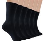 Womens Bamboo Socks, Soft Ladies Socks with Seamless Toe, Thin Dress Socks Womens Socks for Business, Casual, Non-Binding, Breathable, Comfortable, 6 Pairs, 4-8