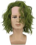 VGbeaty Adult Men Bald Short Bob Curly Dark Green Joker Wig Halloween Cosplay Anime Costume Wig