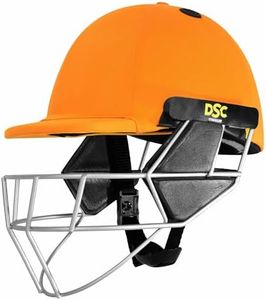 DSC Scud LITE Titanium Premium Cricket Helmet for Men & Boys with Neck Guard |Fixed Titanium Grill | Back Support Strap| Light Weight | Size : Extra Large | Colour : Orange |