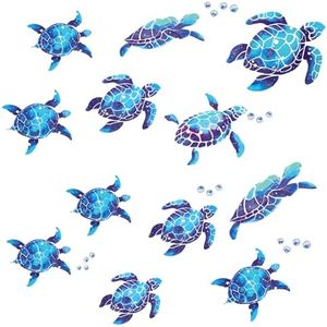 Molain 2 Sheets Sea Turtle Wall Decals Decor, 12 Sizes Ocean Turtle Vinyl Stickers Ocean Bathroom Decor Waterproof Wall Sticker for Kids Bathroom Bedroom Nursery Room Decoration