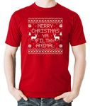 Witty Fashions Merry Christmas Ya Filthy Animal - Funny Xmas Gift - Secret Santa - Men's T-Shirt (Red, X-Large)