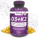 Naka Platinum D3+K2 Super BONUS SIZE 330 Softgels (300 + 30 FREE) Organic Coconut Oil Base for Optimal Absorption.