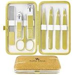 Tweezers Set for Facial Hair Removal Women, 8Pcs Precision Eyebrow Tweezers Nail Clipper Set Eyebrow Plucker Men for Ingrown Hair Removal (Champagne Colour)