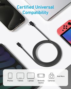 Anker 240W USB C to USB C Right Angle Cable, 2-Pack 6ft – Braided Fast Charging Cord for MacBook, iPhone, iPad, Samsung