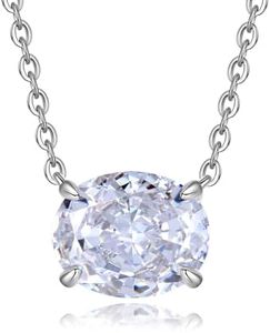 ALQDLI 925 Sterling Silver Diamond Necklace for Women Round/Oval/Cushion/Radiant Cut Simulated Diamond Pendant 18K White Gold Plated Jewelry Gifts for Her, Sterling Silver, simulated diamond