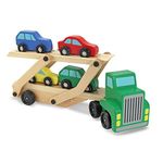 Melissa & Doug Wooden Car Transporter Toy Truck & Cars | Wooden Toys for 3 Year Old Boy Gifts | Toy Car Set | Toddler Toy Cars for 3+ Year Old Boys & Girls 3 4 5 6