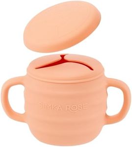 Simka Rose Silicone Snack Cups for Toddlers - Spill Proof Baby Snack Container with Lid for Easy Travel - Unique 3 Flap Design to Control Messes - Wide for Easy Access and Handles for Toddler Eating