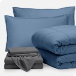 Bare Home Bedding Set 7 Piece Comforter & Sheet Set - Full XL - Down Alternative - Ultra-Soft 1800 Premium - Hypoallergenic - Breathable Bedding Set (Full XL, Coronet Blue/Grey)