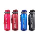 CELLO Athlete Bottle with Flip Top Lid, 800ml, Set of 4 | Assorted | Break & leak proof | Freezer Safe | Easy to carry loop | Ideal for Gym, Office, Travel