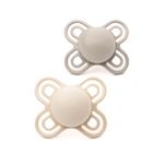MAM Perfect Soothers | 0-2 Months | 2 Pack | Newborn Dummies | Comes in Dummy Steriliser Case | Sustainable Materials | Baby Accessories for Newborn | Cream/White (Various Designs)