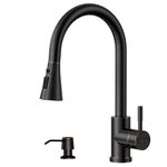 BLYLUND Kitchen Faucets with Soap Dispenser, Kitchen Faucet with Pull Down Sprayer 3 Modes, Stainless Steel Modern Kitchen Sink Faucets High Arch Single Handle Faucet，Oil Rubbed Bronze