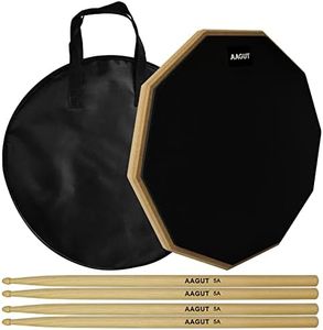 AAGUT 12 Inch Silent Drum Pad,Dumb Drum Beginner Rubber Practice Pad with 4 Hickory Classic 5A Drum Sticks & a Storage Bag(Black)