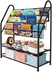 aboxoo Metal Kids Bookshelf Black Large Freestanding for Children Room 32 in Toy Organizer Large Stable Bookcase Bookstore Library Book Unit Storage Kids Bed Living Room