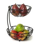 Spectrum Diversified Scroll Fruit Stand, Tiered Server, Fruit Baskets, 2 Tier, Black