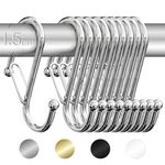 Blau Marité 10 x S-Shaped Hooks with Anti-Drop System. Length: 6,5 cm. for rods up to 1,5 cm Diameter. Helps in The Organization and Storage of Home. (Silver, S (Bars<1,5 cm))