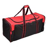 Jetstream Heavy Duty Multi Pocket Large Sports Gym Equipment 3-Pocket Travel Duffel Bag (36 Inch, Red)