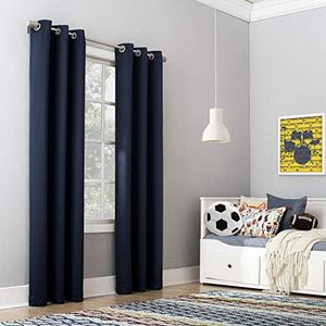 Sun Zero Riley Kids Bedroom Blackout Grommet Curtain Panel, 40" x 84", Navy Blue