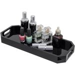 MyGift Premium Hotel Series Black Acrylic Vanity Cosmetic Tray with Cutout Handles, Bathroom Toilet Tank Top Decorative Storage Tray