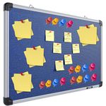 GOSHU 2 feet x3 feet Notice Premium Material Pin-up Board/Pin-up Board/Soft Board/Bulletin Board/Pin-up Display Board for Office, School and Home with 50 Push Up Pins (2x3 feet Blue, Pack of 1)