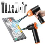 Compressed Air Duster & Mini Vacuum Cleaner 4in1, MECO 3 Gear 110000RPM Electric Air Blower, 13000PA Keyboard Cleaner, Handheld Vacuum Cordless Air Duster for PC/Computer/Keyboard/Sofa/Car (Orange)